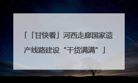 「甘快看」河西走廊国家遗产线路建设“干货满满”