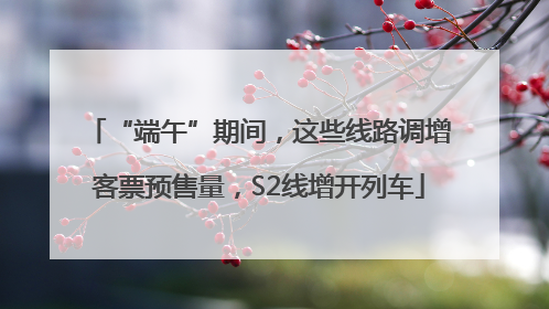 “端午”期间，这些线路调增客票预售量，S2线增开列车