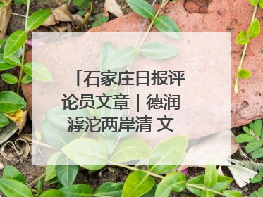 石家庄日报评论员文章｜德润滹沱两岸清 文明花开幸福城