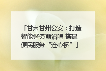 甘肃甘州公安：打造智能警务前沿哨 搭建便民服务“连心桥”