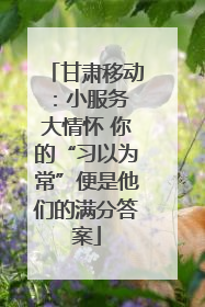 甘肃移动：小服务 大情怀 你的“习以为常”便是他们的满分答案
