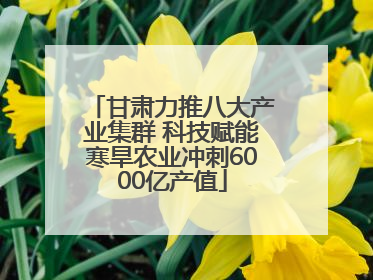 甘肃力推八大产业集群 科技赋能寒旱农业冲刺6000亿产值