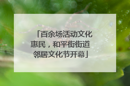 百余场活动文化惠民，和平街街道邻居文化节开幕
