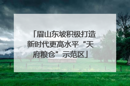 眉山东坡积极打造新时代更高水平“天府粮仓”示范区