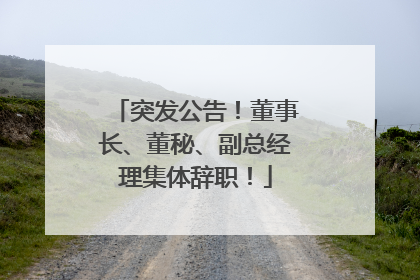 突发公告！董事长、董秘、副总经理集体辞职！