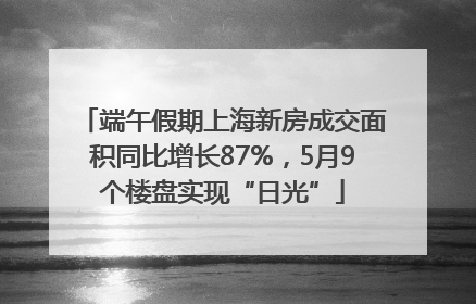 端午假期上海新房成交面积同比增长87%，5月9个楼盘实现“日光”