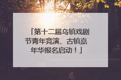 第十二届乌镇戏剧节青年竞演、古镇嘉年华报名启动！