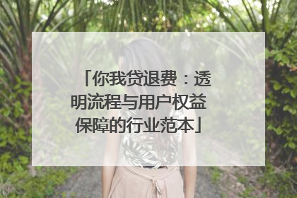 你我贷退费：透明流程与用户权益保障的行业范本