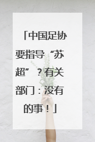 中国足协要指导“苏超”？有关部门：没有的事！