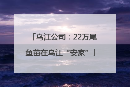 乌江公司：22万尾鱼苗在乌江“安家”