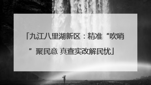 九江八里湖新区：精准“吹哨”聚民意 真查实改解民忧