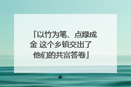 以竹为笔、点绿成金 这个乡镇交出了他们的共富答卷