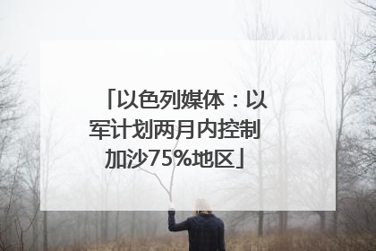 以色列媒体：以军计划两月内控制加沙75%地区