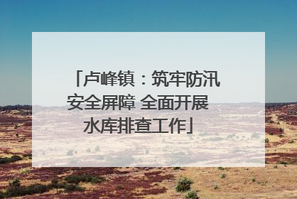 卢峰镇：筑牢防汛安全屏障 全面开展水库排查工作