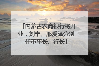 内蒙古农商银行将开业，刘丰、邢爱泽分别任董事长、行长