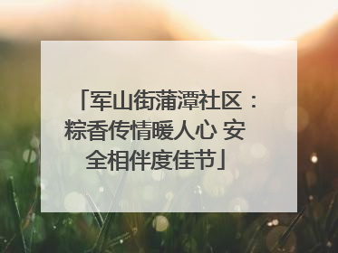 军山街蒲潭社区：粽香传情暖人心 安全相伴度佳节