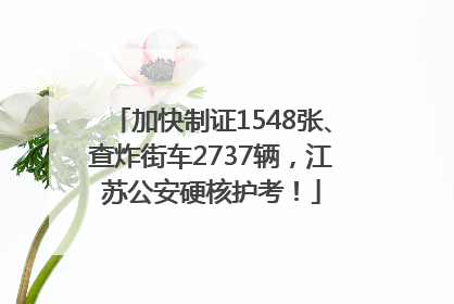 加快制证1548张、查炸街车2737辆，江苏公安硬核护考！