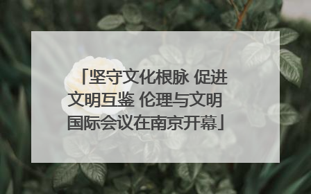 坚守文化根脉 促进文明互鉴 伦理与文明国际会议在南京开幕