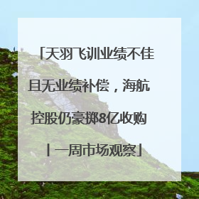 天羽飞训业绩不佳且无业绩补偿，海航控股仍豪掷8亿收购丨一周市场观察