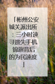 彬州公安城关派出所：三小时速寻遗失手机 锦旗背后的为民速度