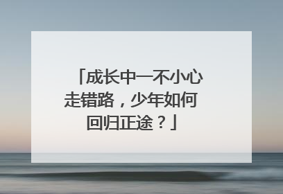 成长中一不小心走错路，少年如何回归正途？