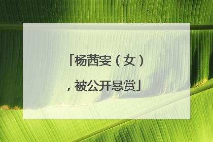 杨茜雯（女），被公开悬赏