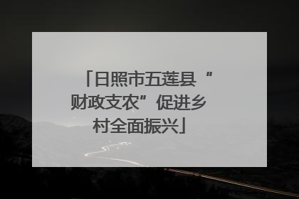 日照市五莲县“财政支农”促进乡村全面振兴