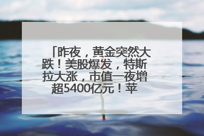 昨夜，黄金突然大跌！美股爆发，特斯拉大涨，市值一夜增超5400亿元！苹果传来大消息