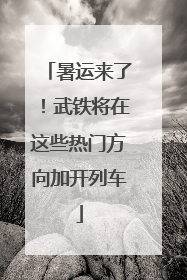 暑运来了！武铁将在这些热门方向加开列车
