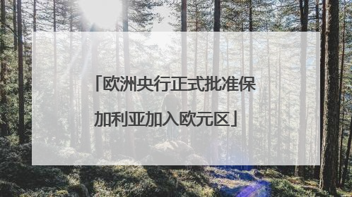 欧洲央行正式批准保加利亚加入欧元区