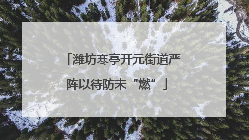 潍坊寒亭开元街道严阵以待防未“燃”