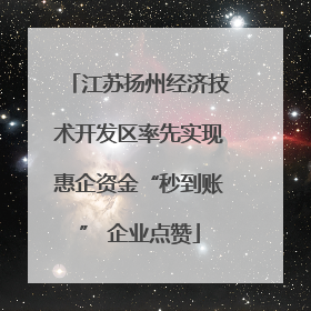 江苏扬州经济技术开发区率先实现惠企资金“秒到账” 企业点赞
