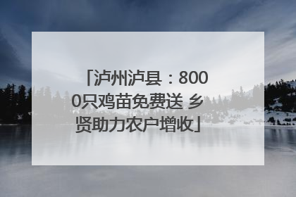 泸州泸县：8000只鸡苗免费送 乡贤助力农户增收
