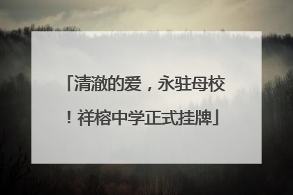 清澈的爱，永驻母校！祥榕中学正式挂牌