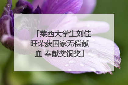 莱西大学生刘佳旺荣获国家无偿献血 奉献奖铜奖