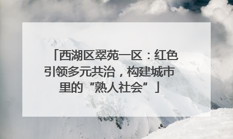 西湖区翠苑一区：红色引领多元共治，构建城市里的“熟人社会”