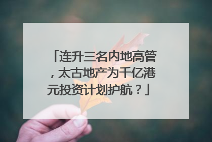连升三名内地高管，太古地产为千亿港元投资计划护航？