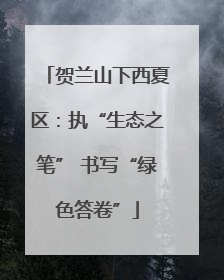 贺兰山下西夏区：执“生态之笔” 书写“绿色答卷”