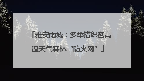雅安雨城：多举措织密高温天气森林“防火网”
