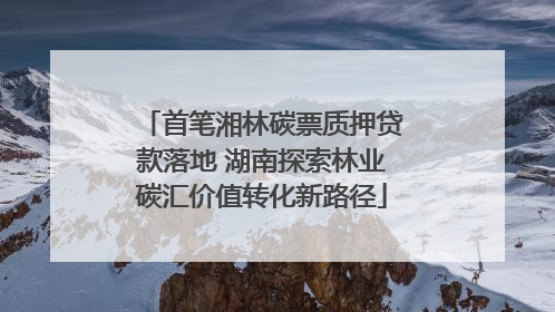 首笔湘林碳票质押贷款落地 湖南探索林业碳汇价值转化新路径