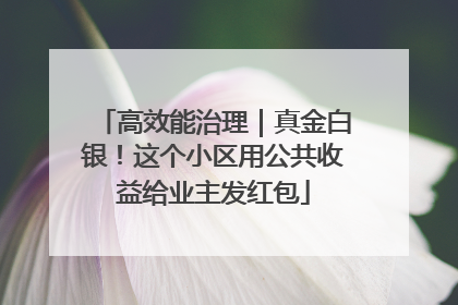 高效能治理｜真金白银！这个小区用公共收益给业主发红包