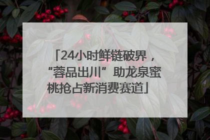 24小时鲜链破界，“蓉品出川”助龙泉蜜桃抢占新消费赛道