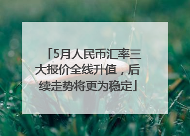 5月人民币汇率三大报价全线升值，后续走势将更为稳定